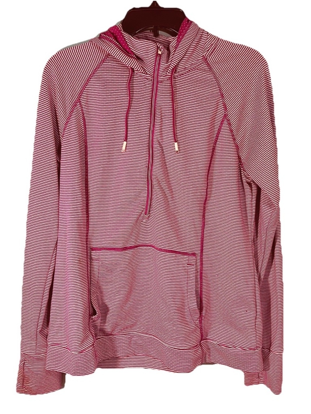 Tangerine Berry Hoodie Pullover 1/2 Zip Up Drawstring Kangaroo Pocket Sz XL